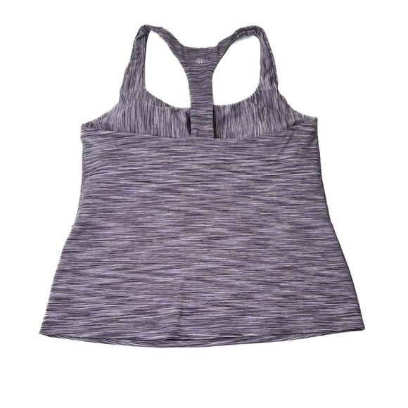 Athleta Top Transcend Scoop Support Top Built in Bra Gray Purple - Picture 4 of 6